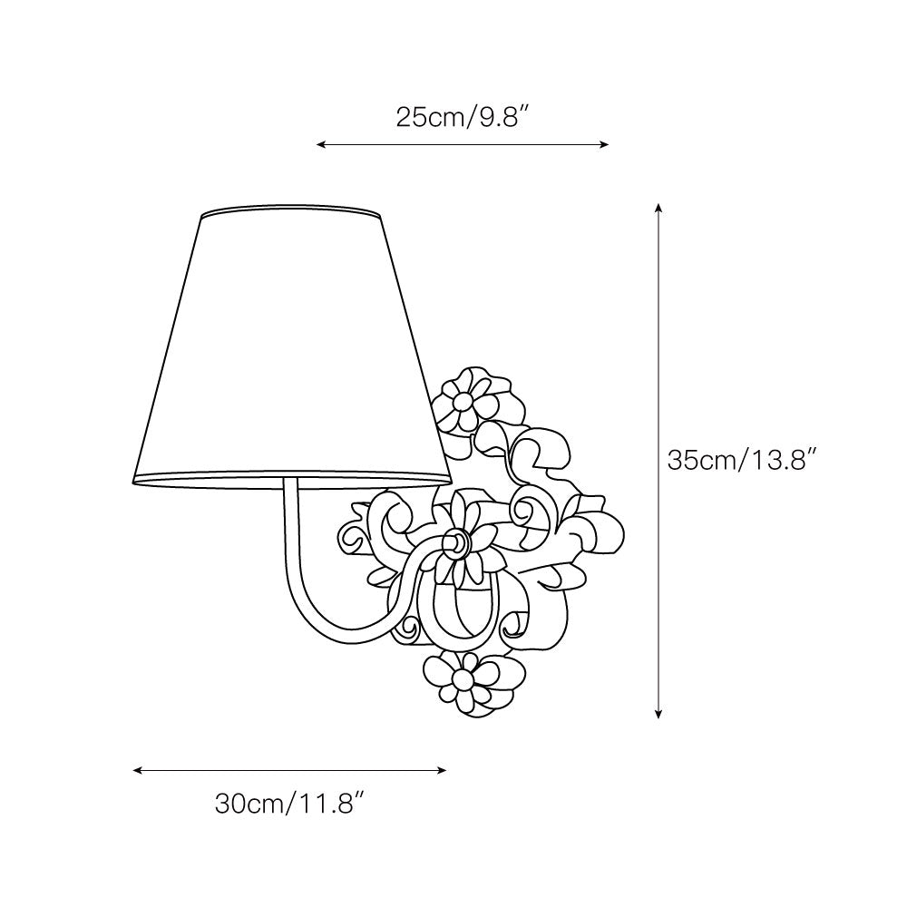 Ascoux Wall Lamp | Rustic Solid Wood & Fabric Shade Farmhouse Sconce