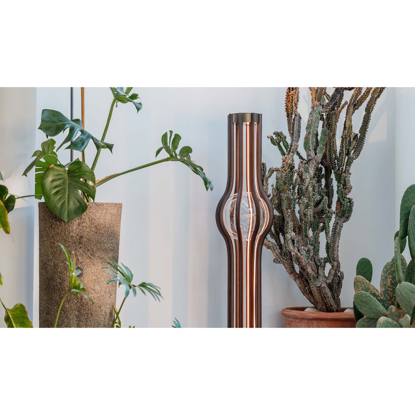 Ashaa Floor Lamp | Luxury 67-Inch Curved Aluminum & Crystal Statement Light