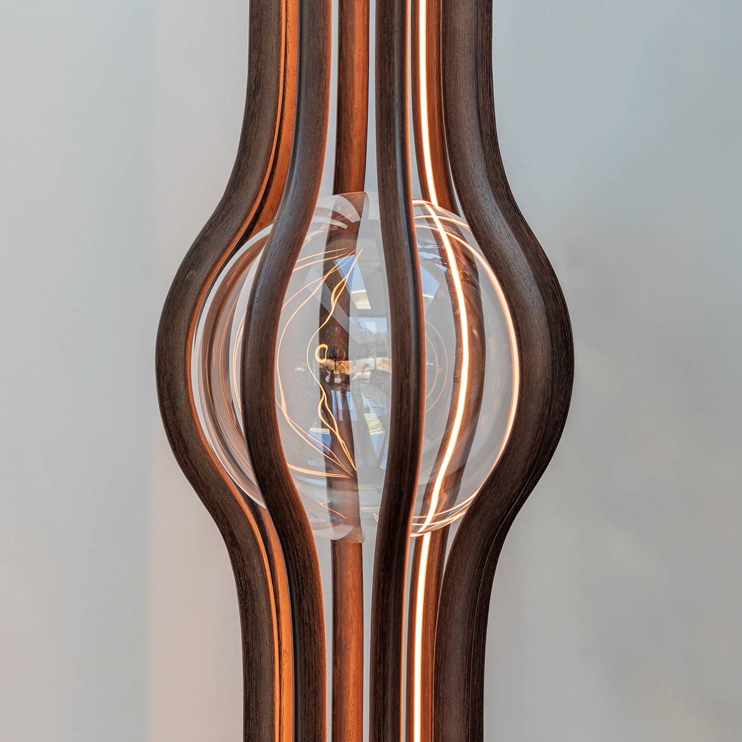 Ashaa Floor Lamp | Luxury 67-Inch Curved Aluminum & Crystal Statement Light