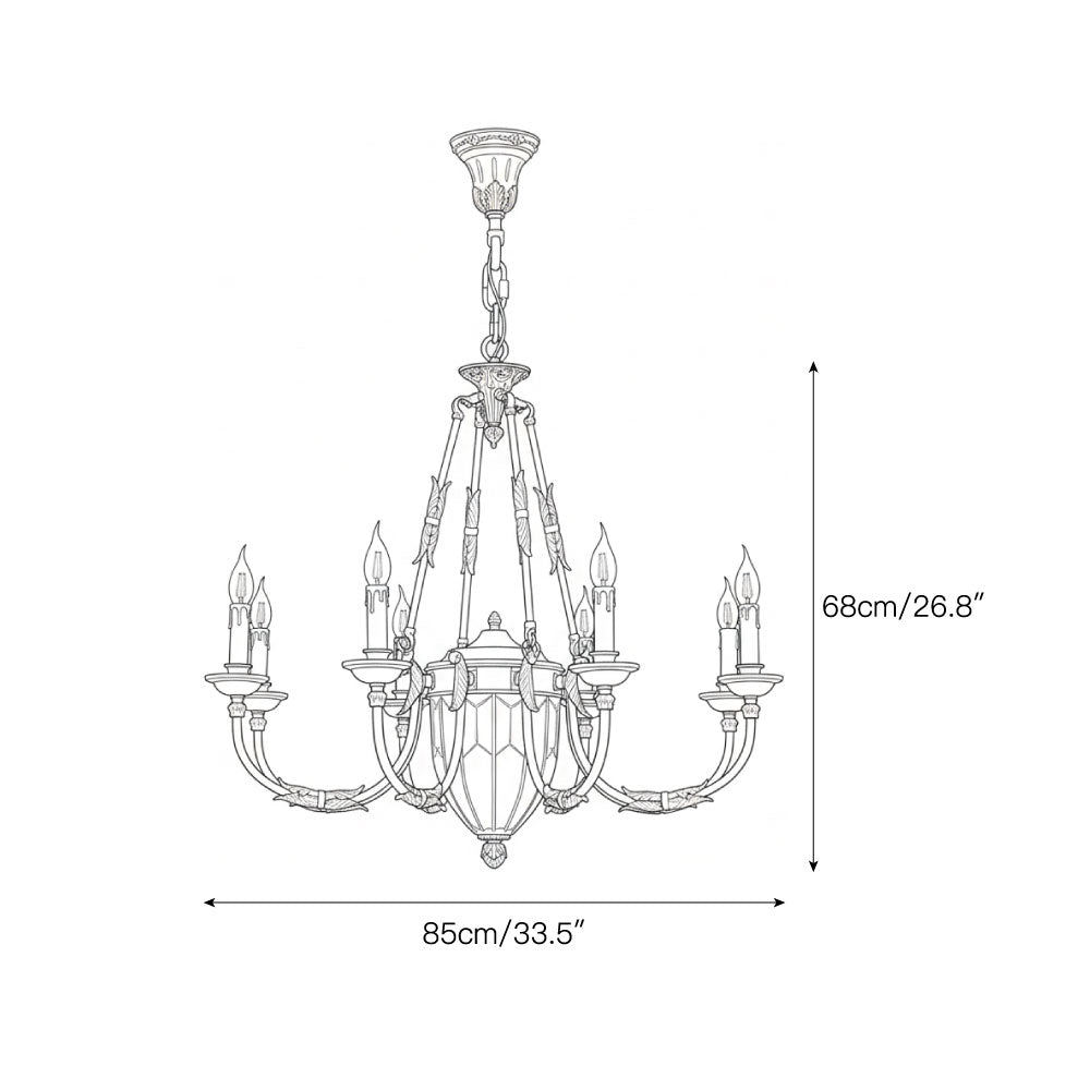 Ashford Brass Chandelier | Luxury French Provincial Glass & Brass Pendant