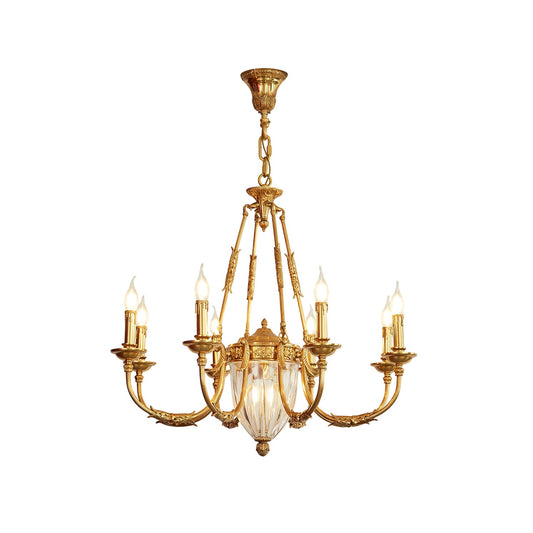 Ashford Brass Chandelier | Luxury French Provincial Glass & Brass Pendant