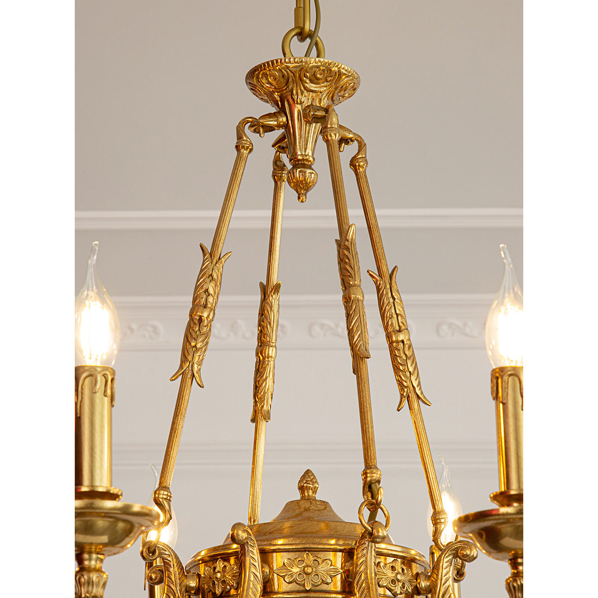 Ashford Brass Chandelier | Luxury French Provincial Glass & Brass Pendant
