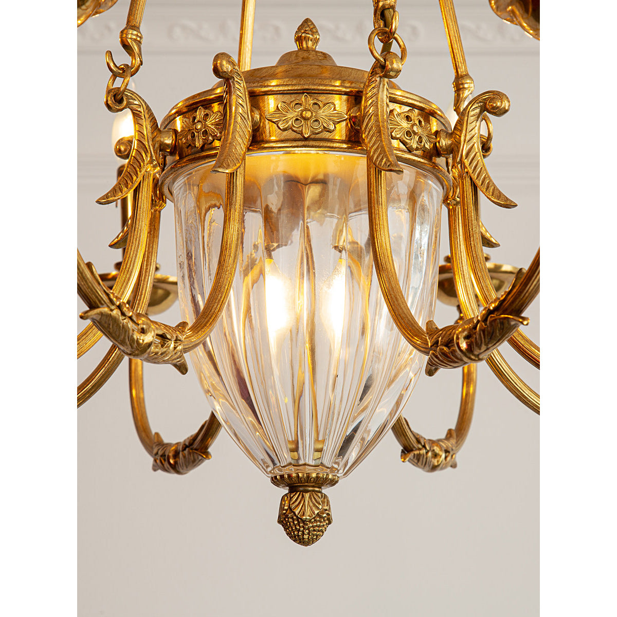 Ashford Brass Chandelier | Luxury French Provincial Glass & Brass Pendant