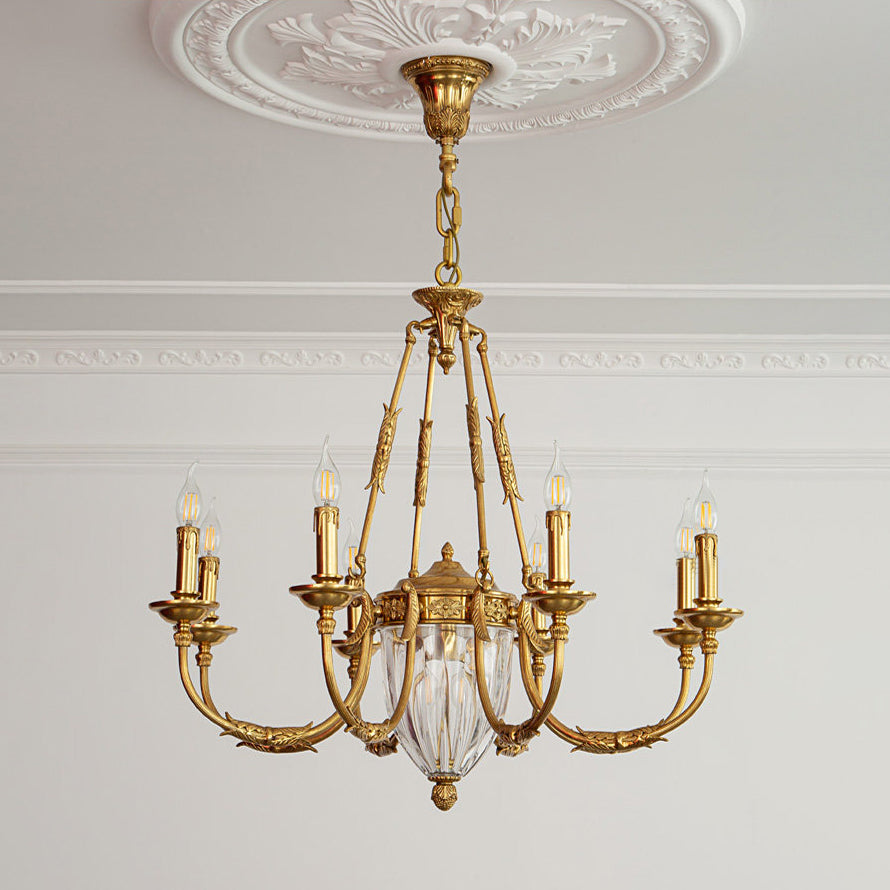 Ashford Brass Chandelier | Luxury French Provincial Glass & Brass Pendant