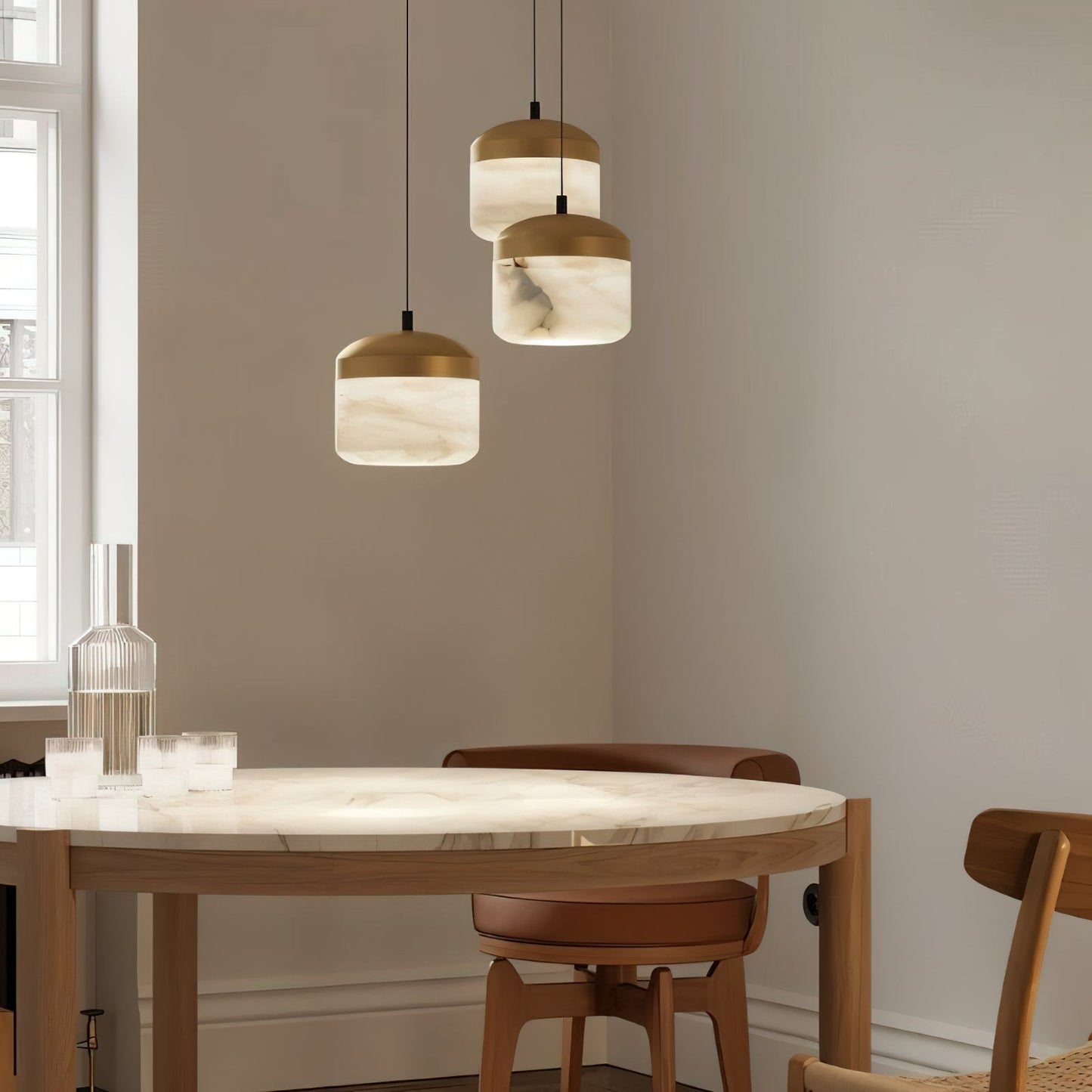 Asta Alabaster Pendant Lamp | Luxury Brass & Natural Stone Hanging Light