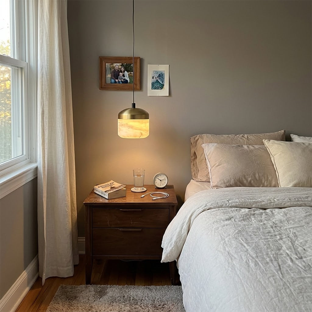 Asta Alabaster Pendant Lamp | Luxury Brass & Natural Stone Hanging Light