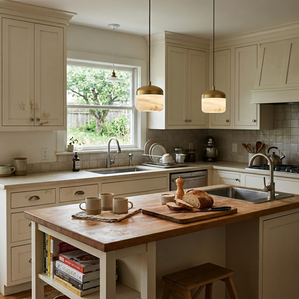 Asta Alabaster Pendant Lamp | Luxury Brass & Natural Stone Hanging Light