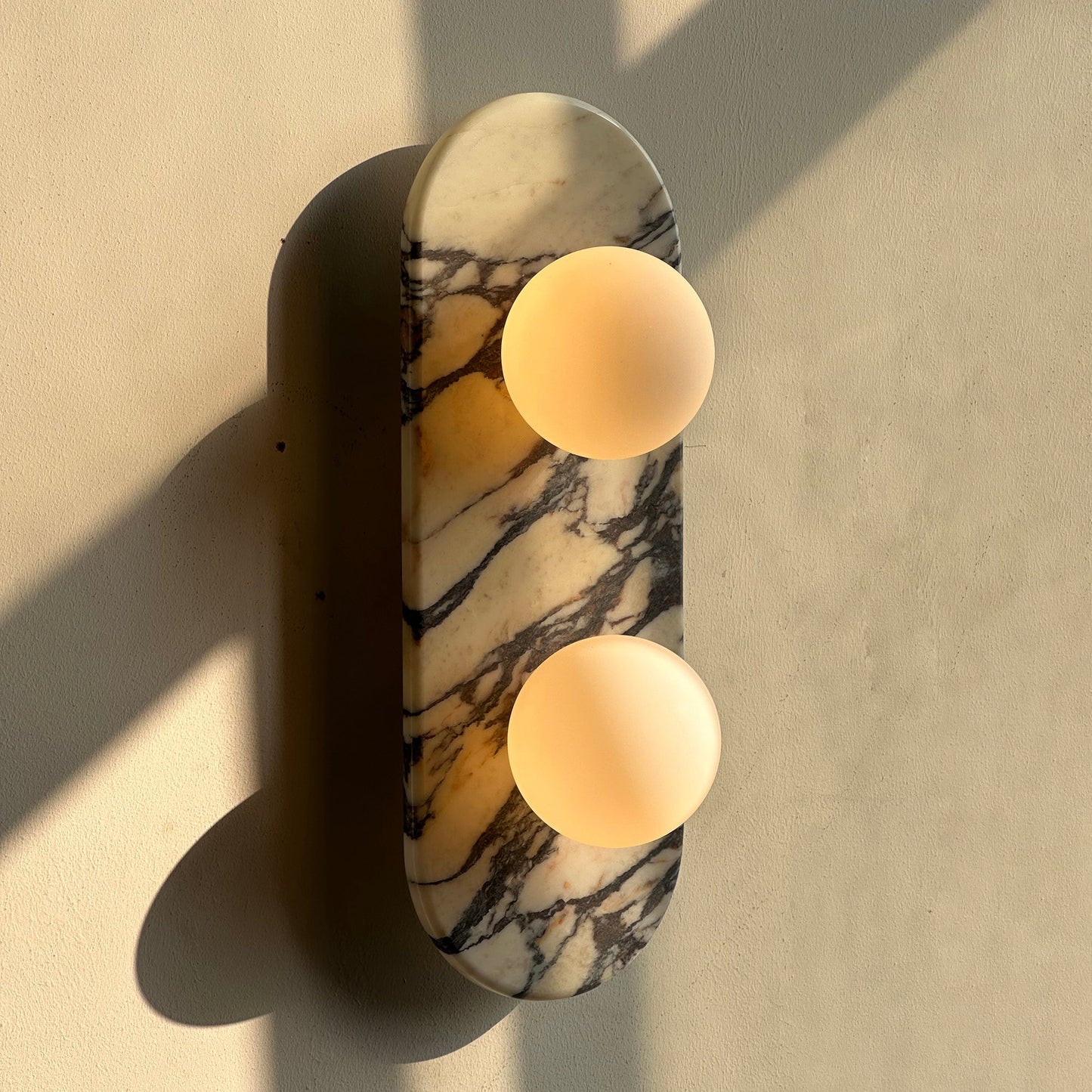 Asteria Wall Lamp | Luxury Double-Ended Marble & Glass Globe Sconce