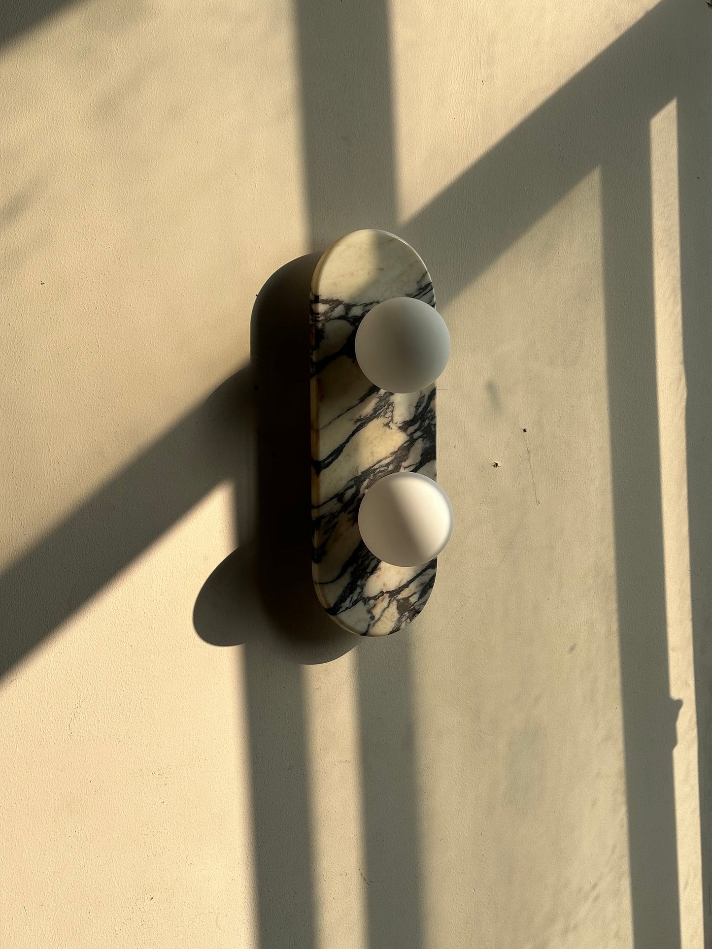 Asteria Wall Lamp | Luxury Double-Ended Marble & Glass Globe Sconce