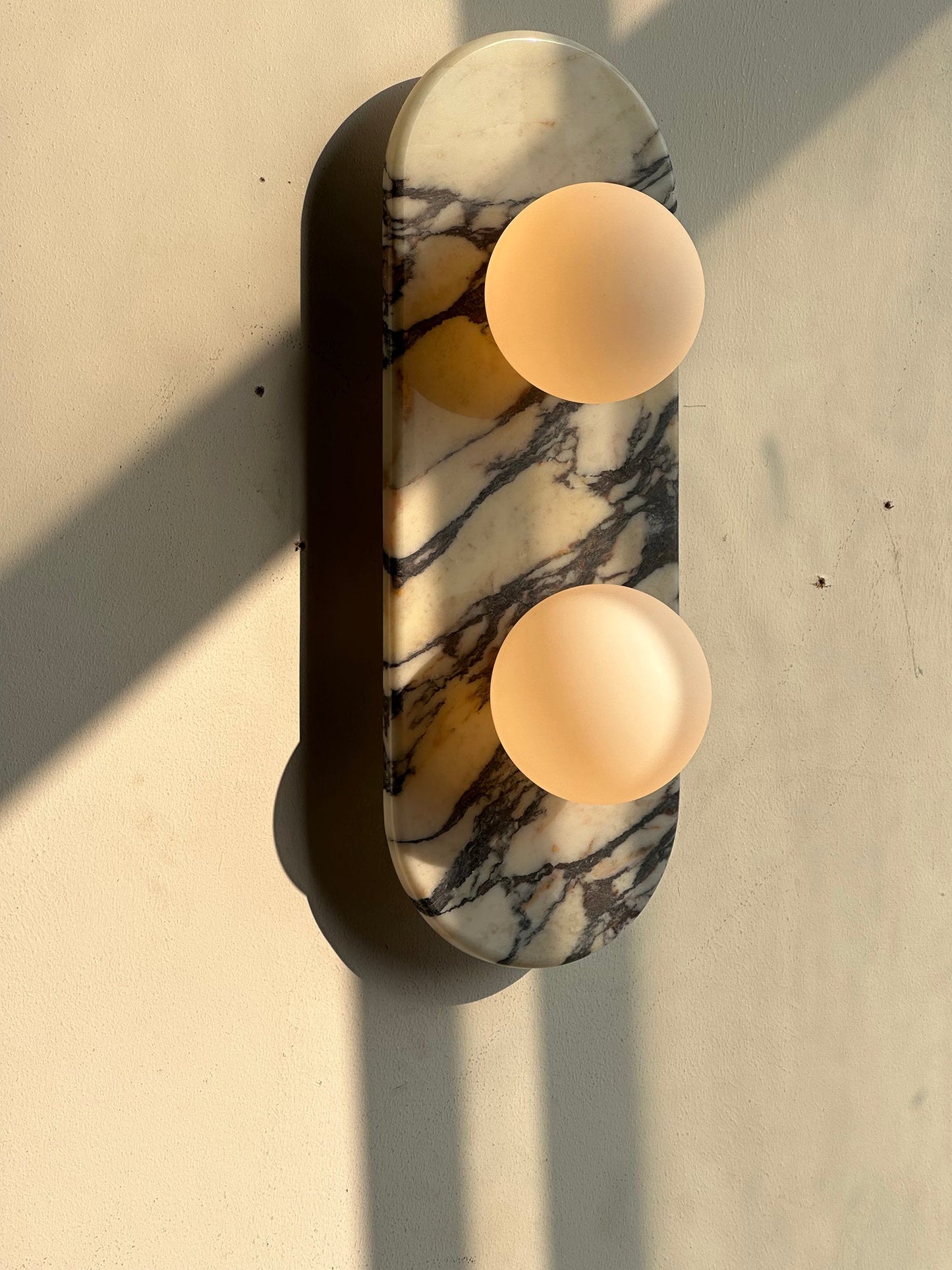 Asteria Wall Lamp | Luxury Double-Ended Marble & Glass Globe Sconce