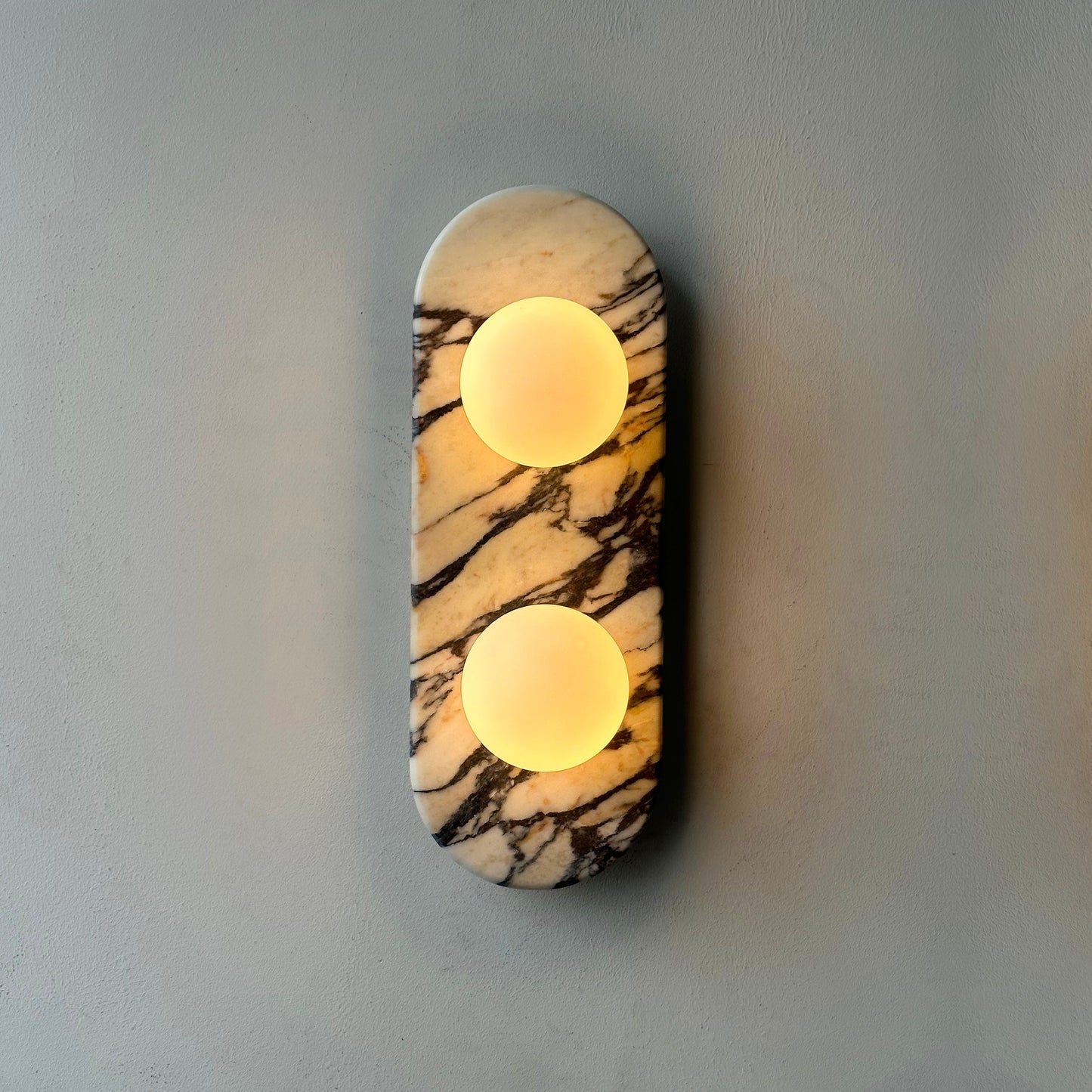 Asteria Wall Lamp | Luxury Double-Ended Marble & Glass Globe Sconce