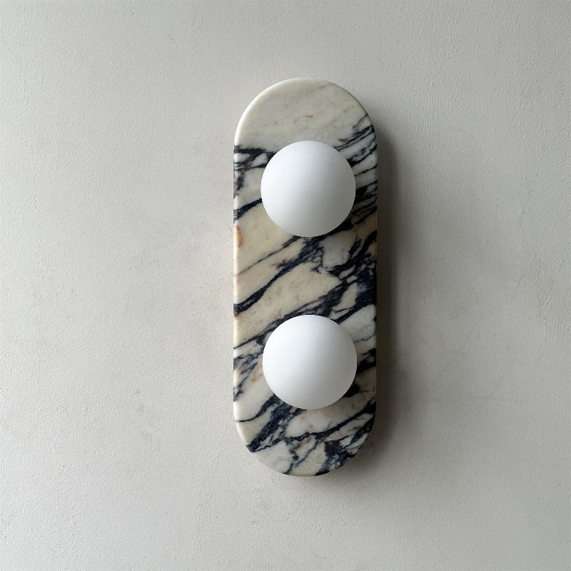 Asteria Wall Lamp | Luxury Double-Ended Marble & Glass Globe Sconce