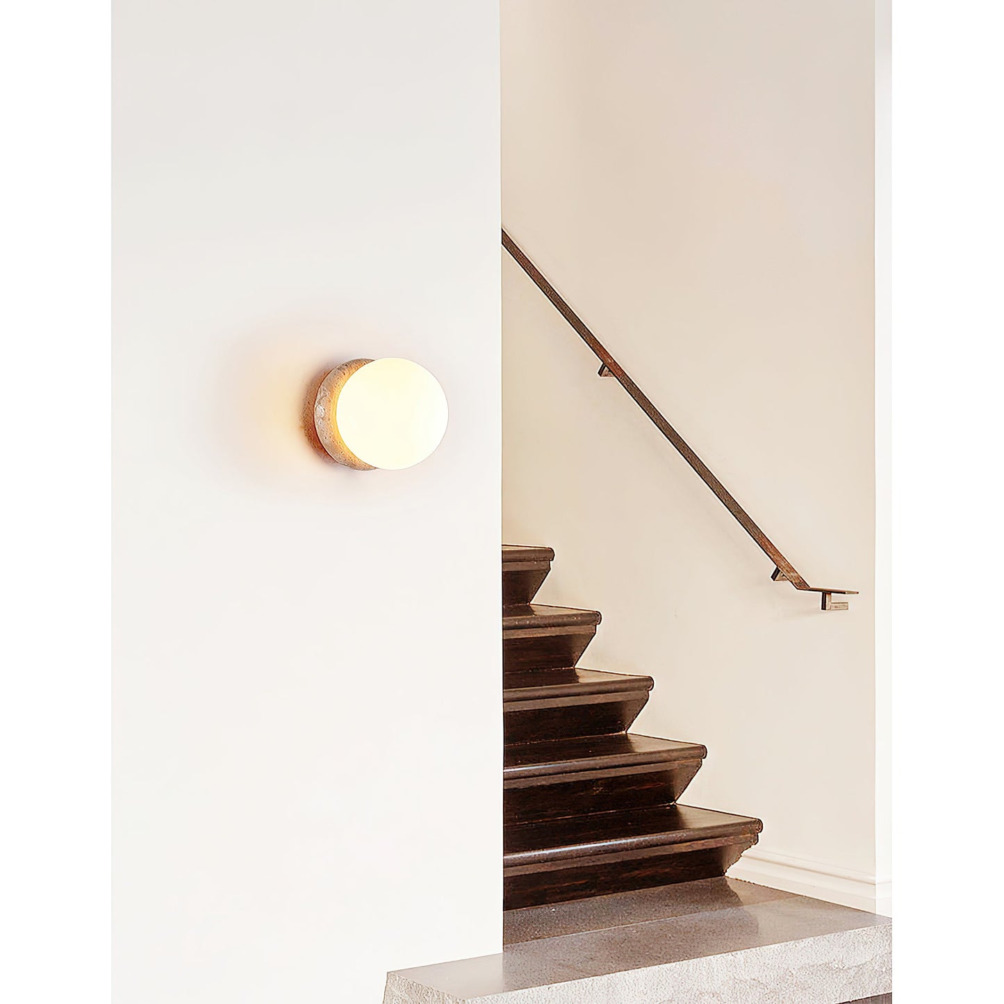 Asteroid Wall Lamp | Luxury 6-Inch Cubic Beige Travertine & Glass Sconce