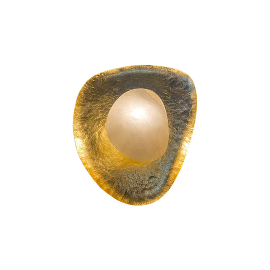 Astoria Hammered Lotus Leaf Sconce | Luxury Brass & Alabaster Wall Light