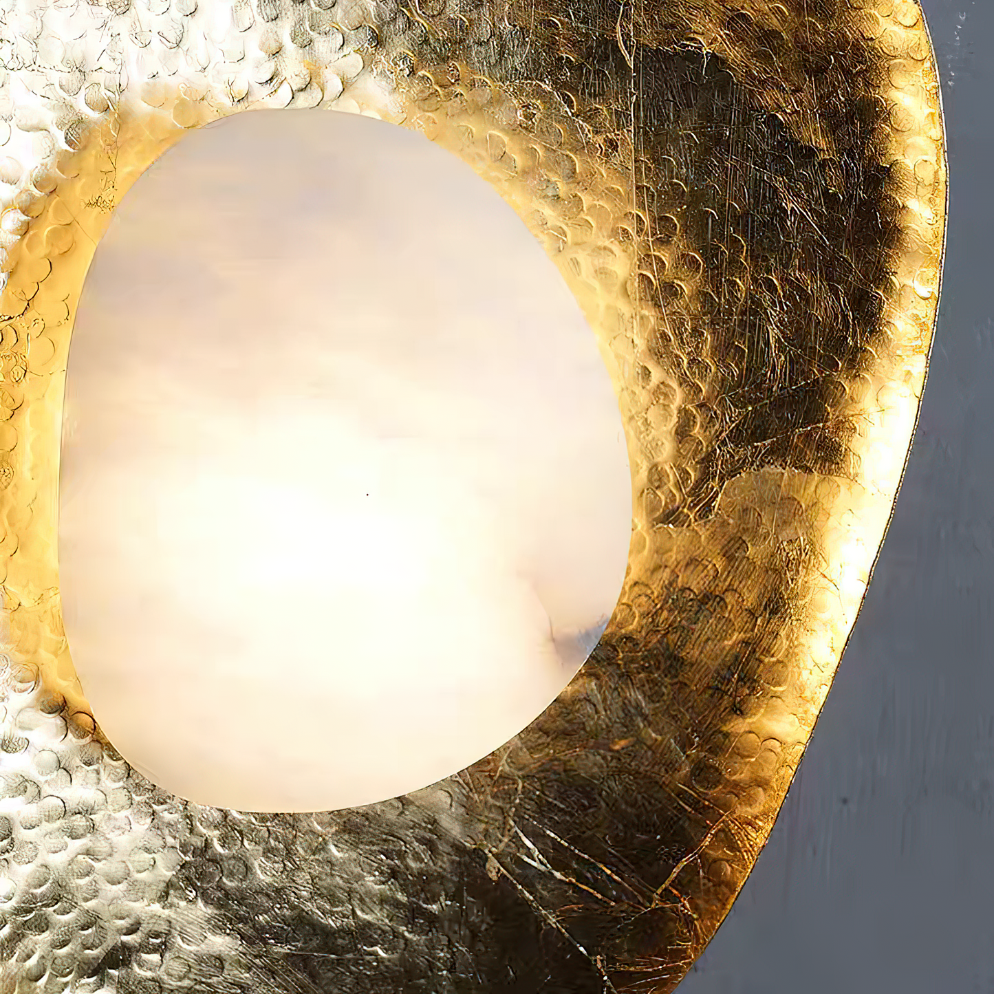 Astoria Hammered Lotus Leaf Sconce | Luxury Brass & Alabaster Wall Light