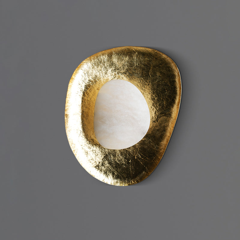 Astoria Hammered Lotus Leaf Sconce | Luxury Brass & Alabaster Wall Light