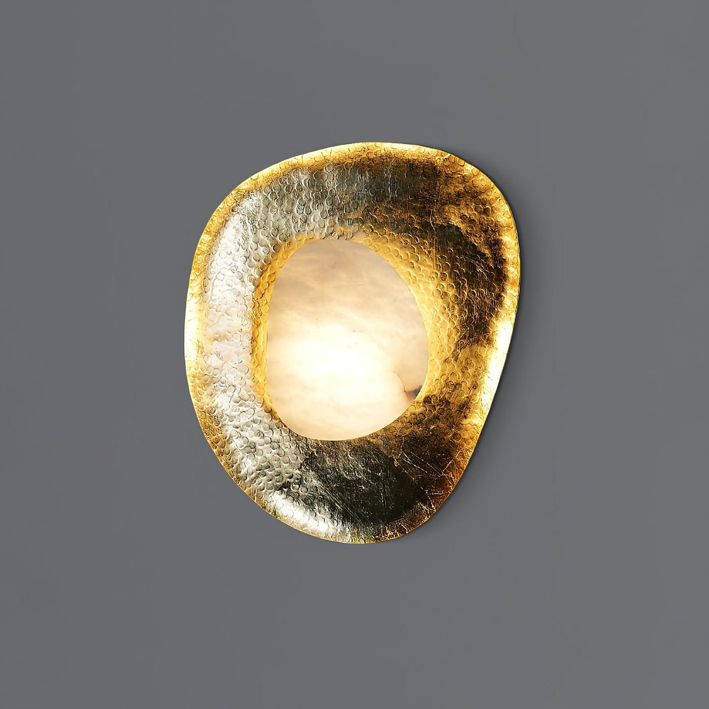 Astoria Hammered Lotus Leaf Sconce | Luxury Brass & Alabaster Wall Light