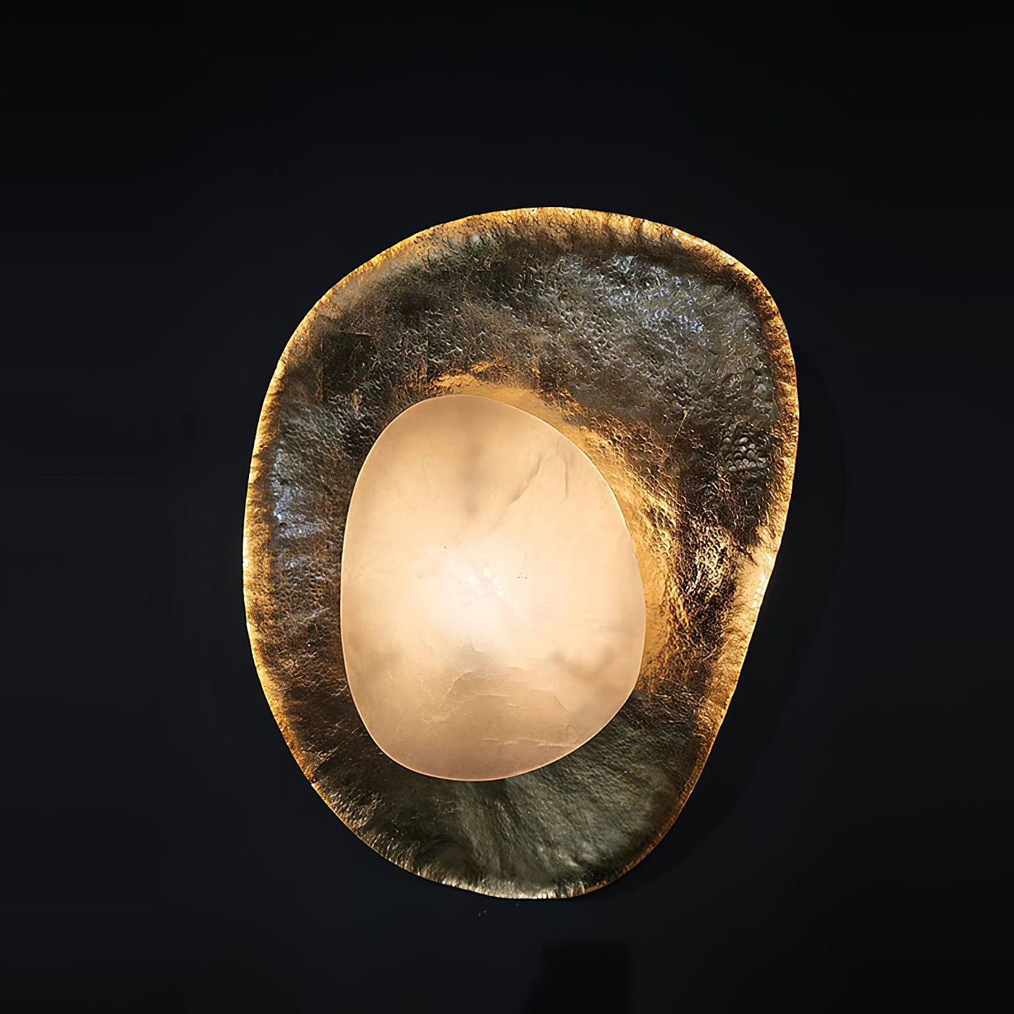 Astoria Hammered Lotus Leaf Sconce | Luxury Brass & Alabaster Wall Light