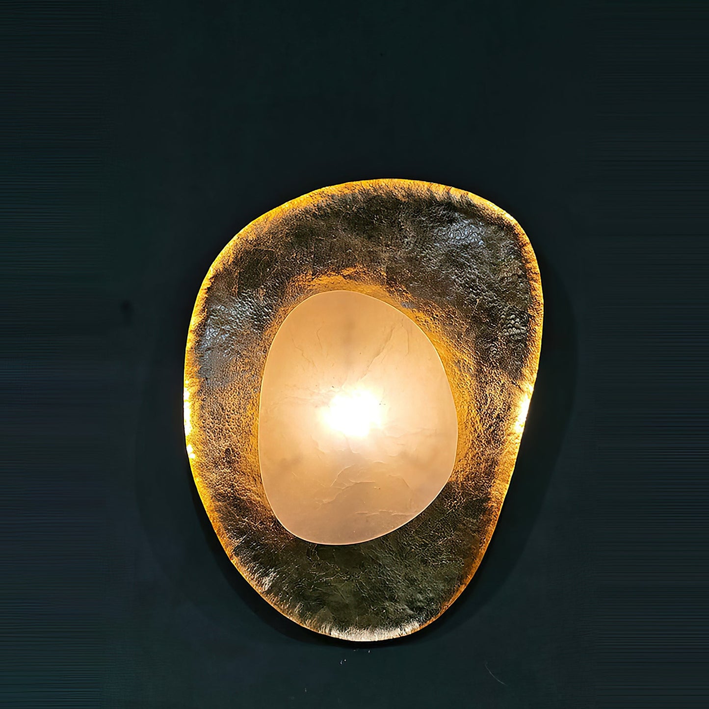Astoria Hammered Lotus Leaf Sconce | Luxury Brass & Alabaster Wall Light