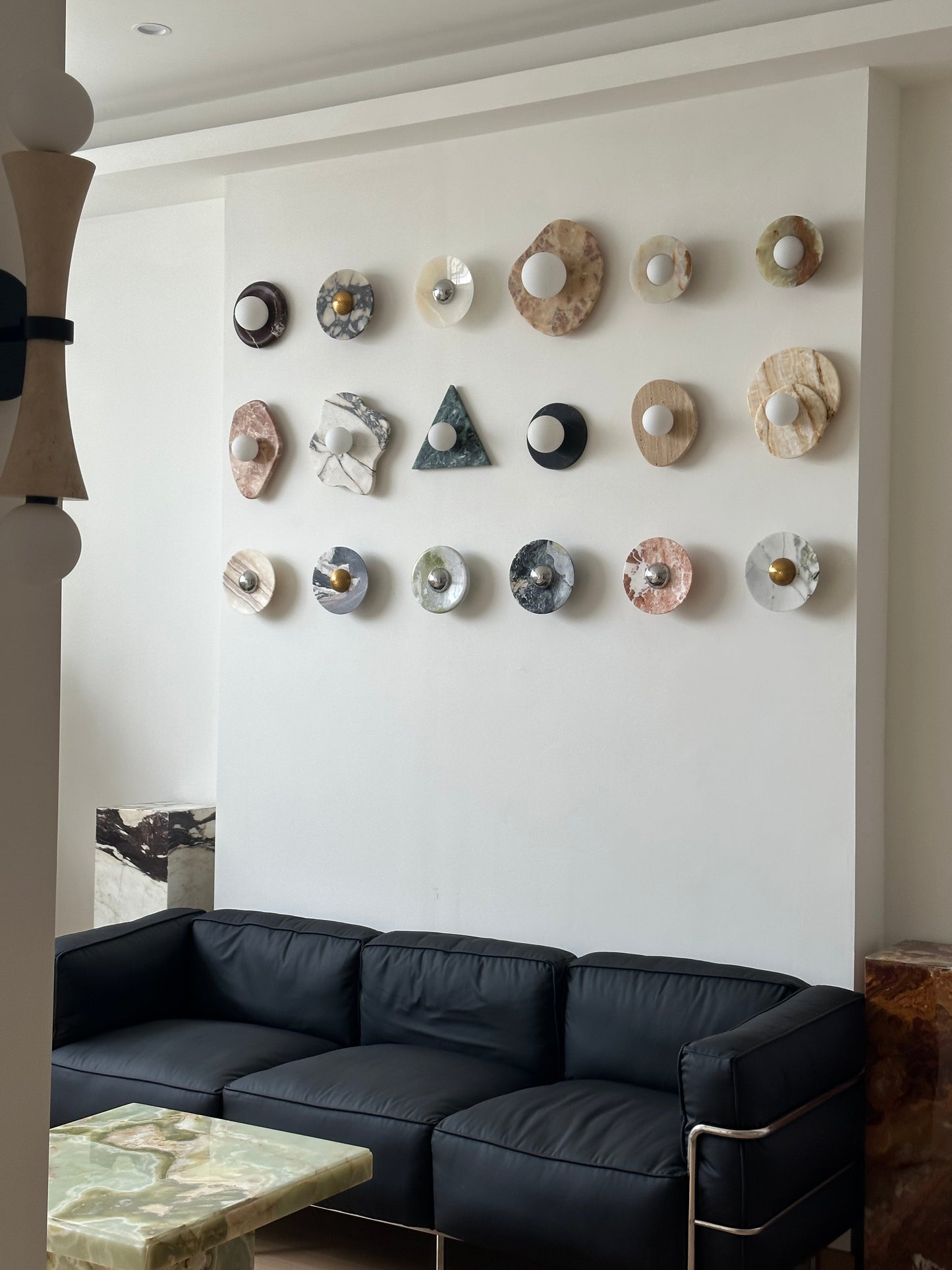 Astr Stone Wall Lamp | Luxury Layered Natural Stone & Glass Globe Sconce