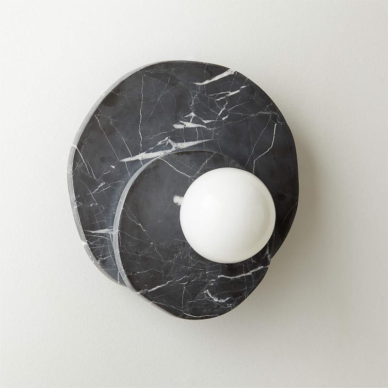 Astr Stone Wall Lamp | Luxury Layered Natural Stone & Glass Globe Sconce