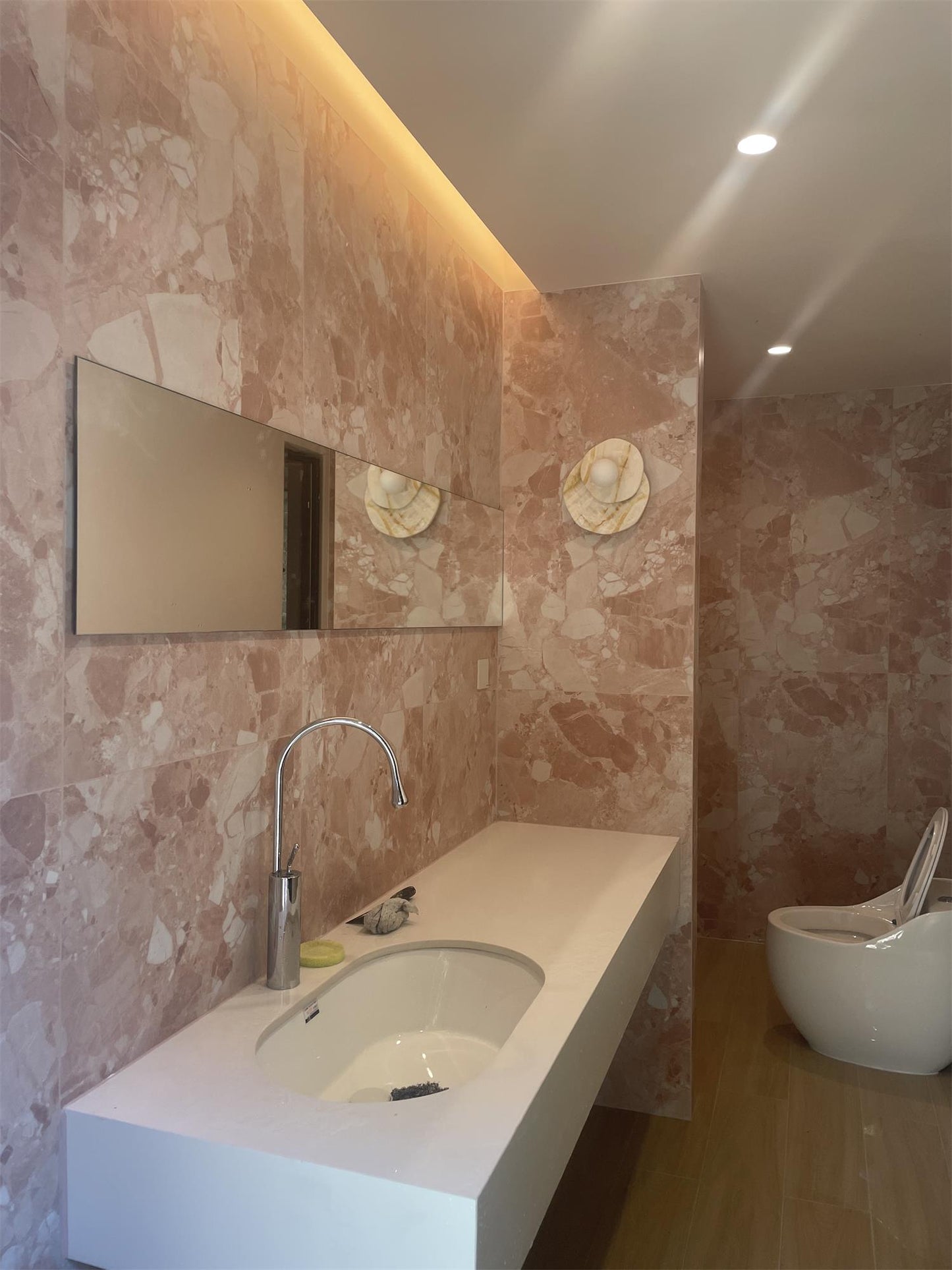 Astr Stone Wall Lamp | Luxury Layered Natural Stone & Glass Globe Sconce