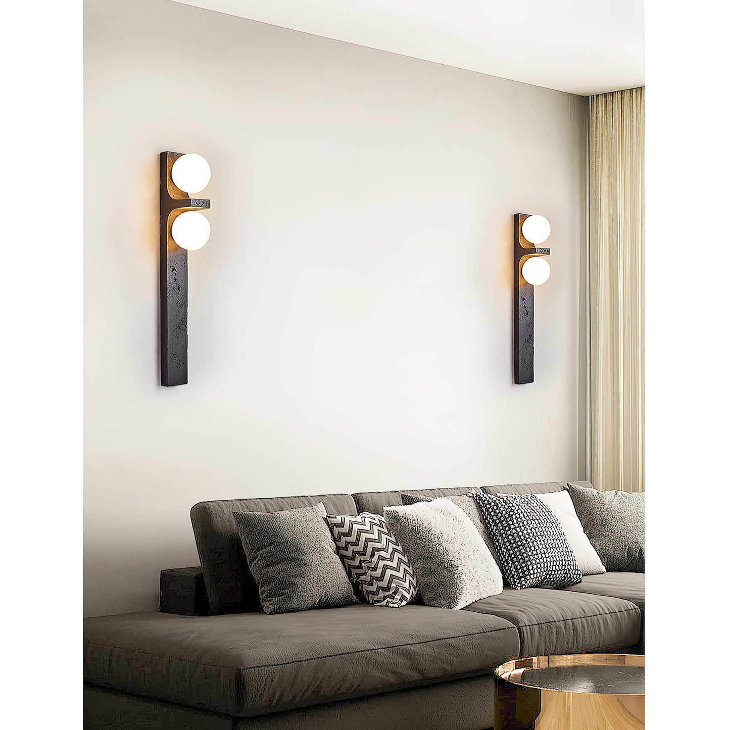 Asymmetrical Travertine Wall Sconce | Luxury 20-Inch Natural Stone & Glass Light