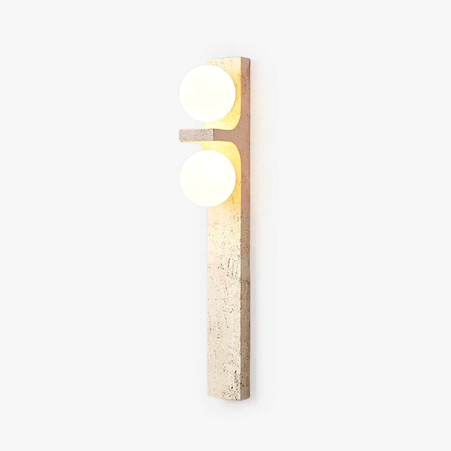 Asymmetrical Travertine Wall Sconce | Luxury 20-Inch Natural Stone & Glass Light