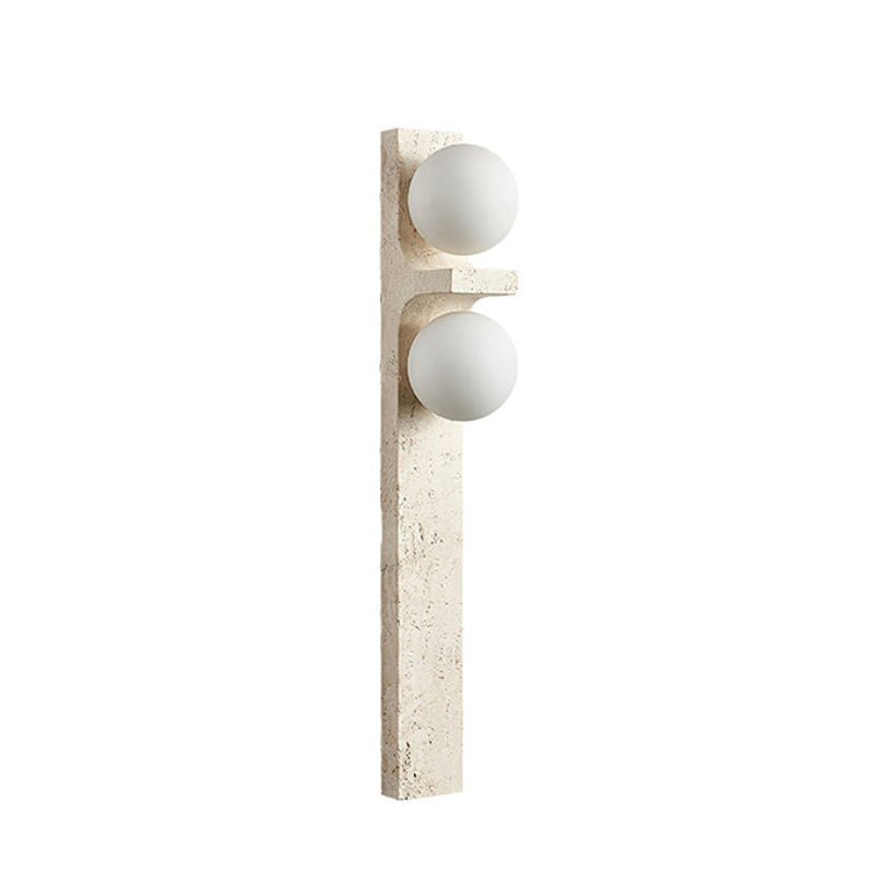 Asymmetrical Travertine Wall Sconce | Luxury 20-Inch Natural Stone & Glass Light