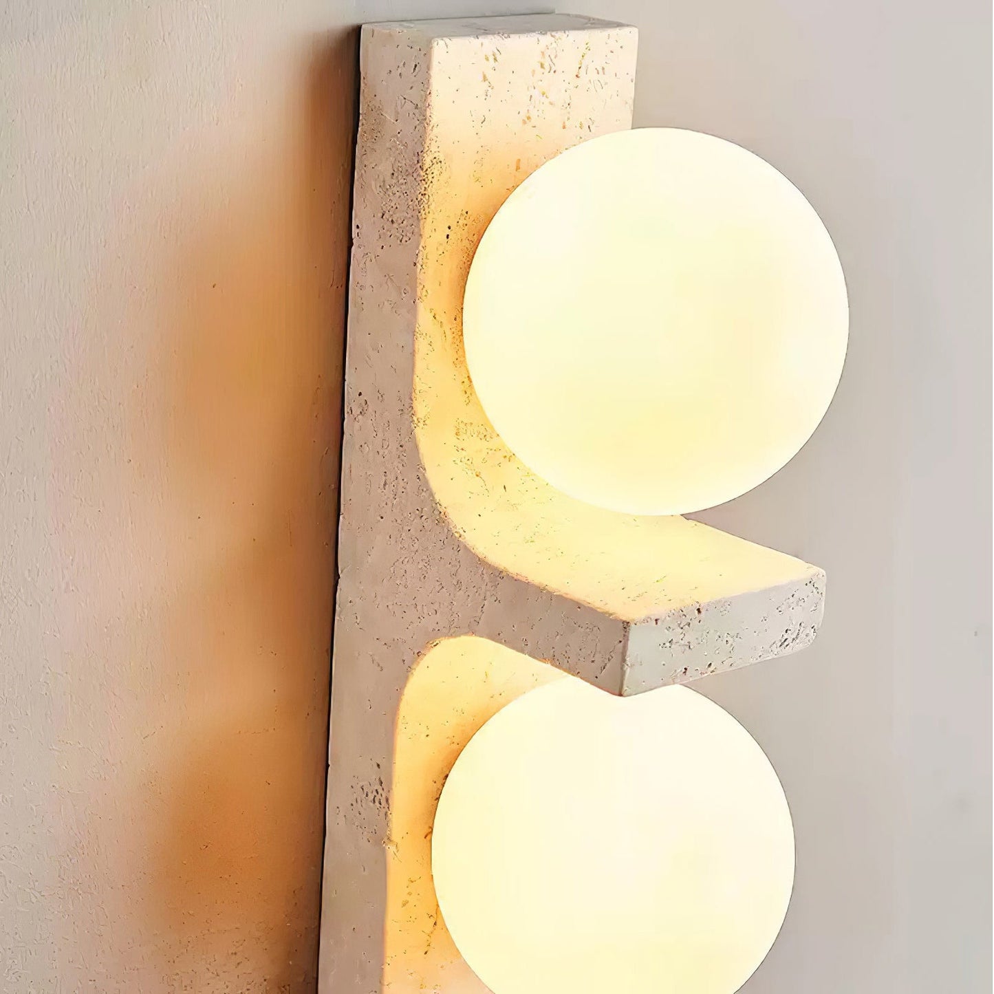 Asymmetrical Travertine Wall Sconce | Luxury 20-Inch Natural Stone & Glass Light