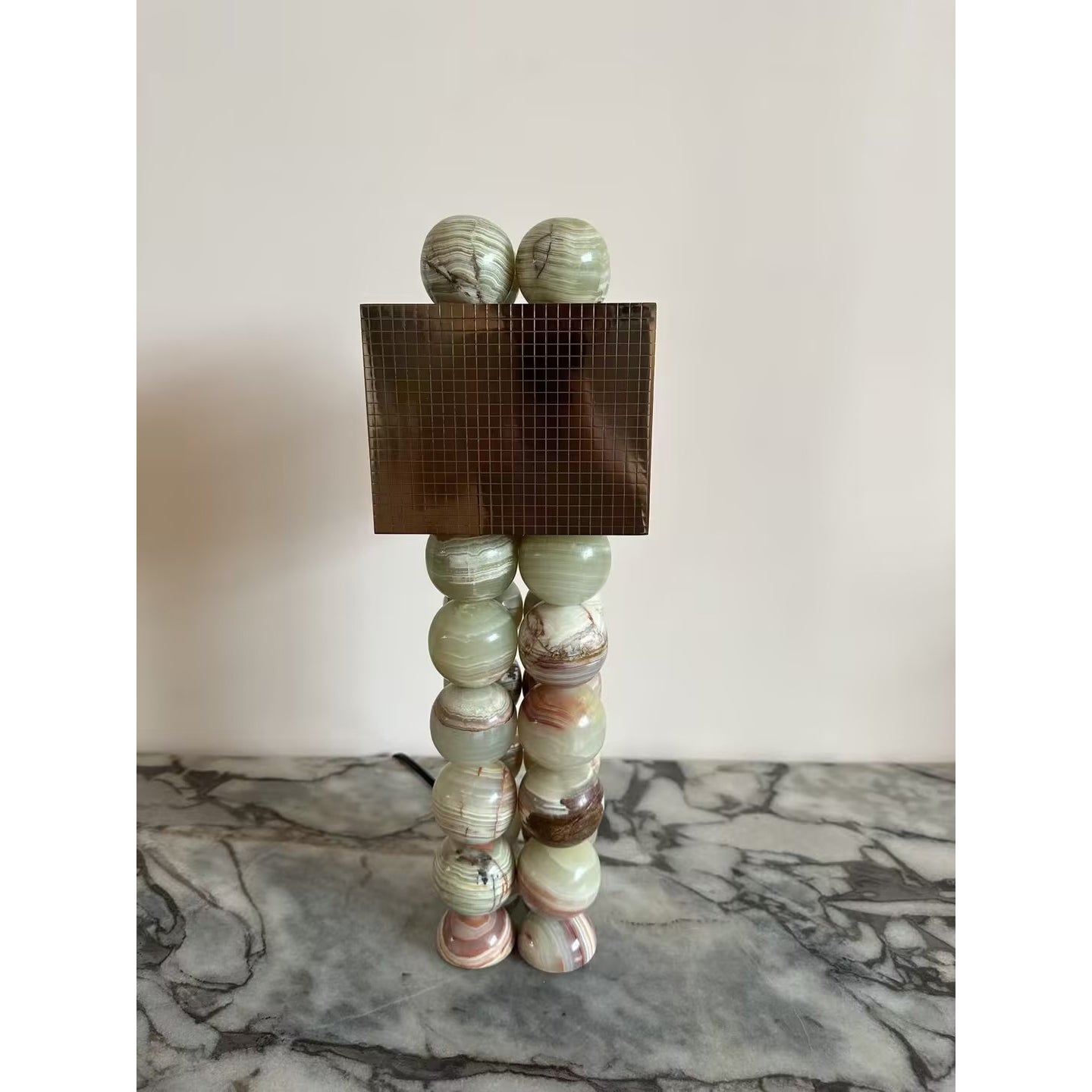 Atalaya Table Lamp | Luxury Natural Cyan Jade & Mirror Gold Statement Light