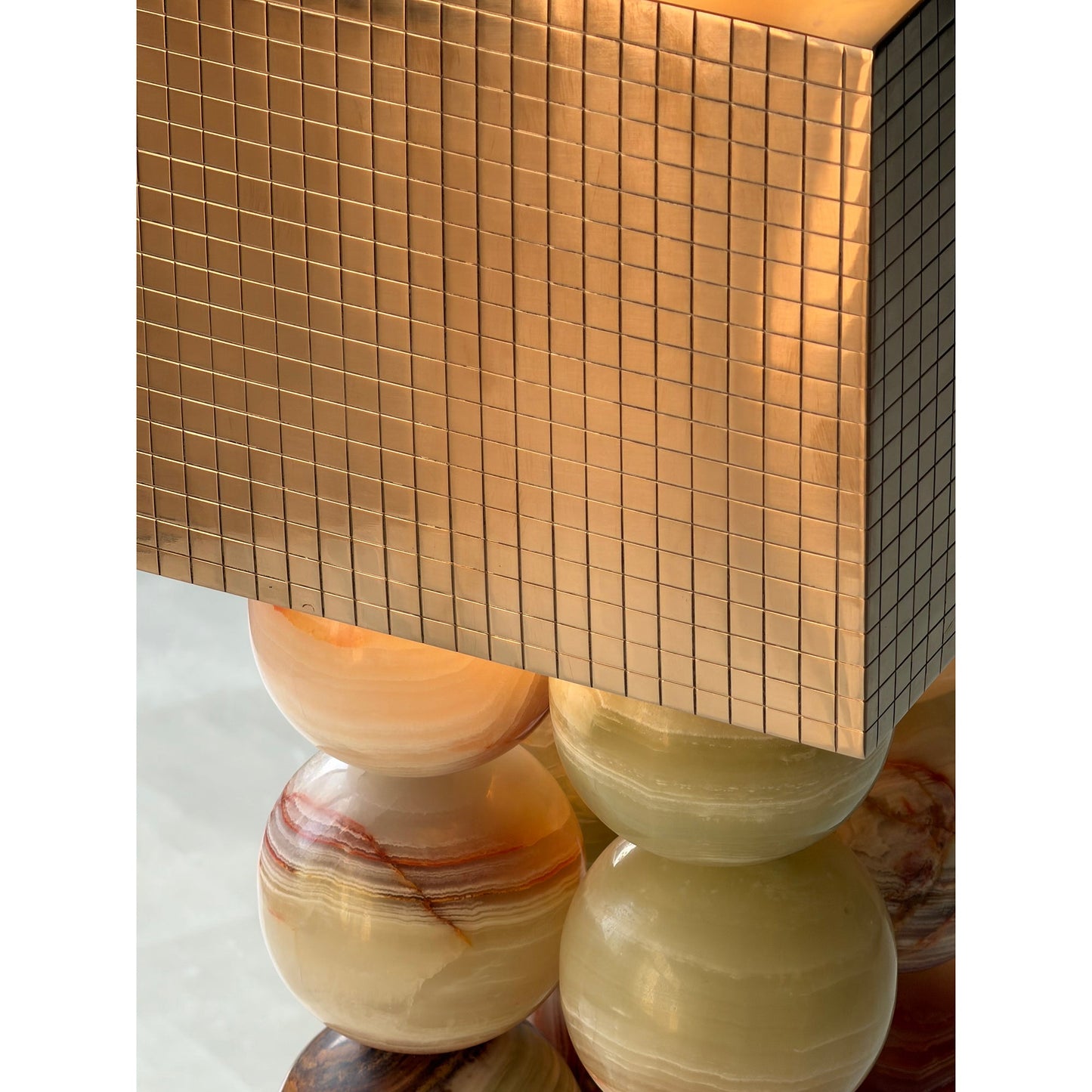 Atalaya Table Lamp | Luxury Natural Cyan Jade & Mirror Gold Statement Light