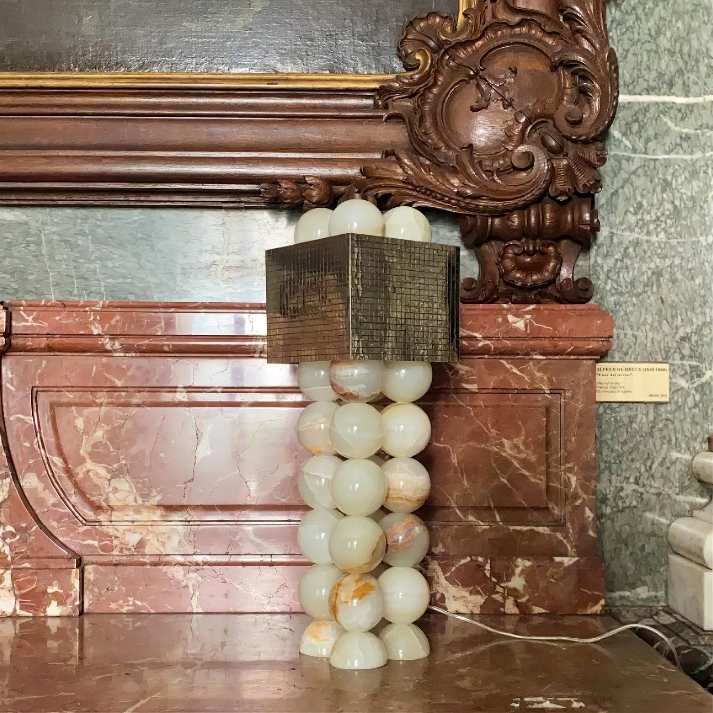 Atalaya Table Lamp | Luxury Natural Cyan Jade & Mirror Gold Statement Light