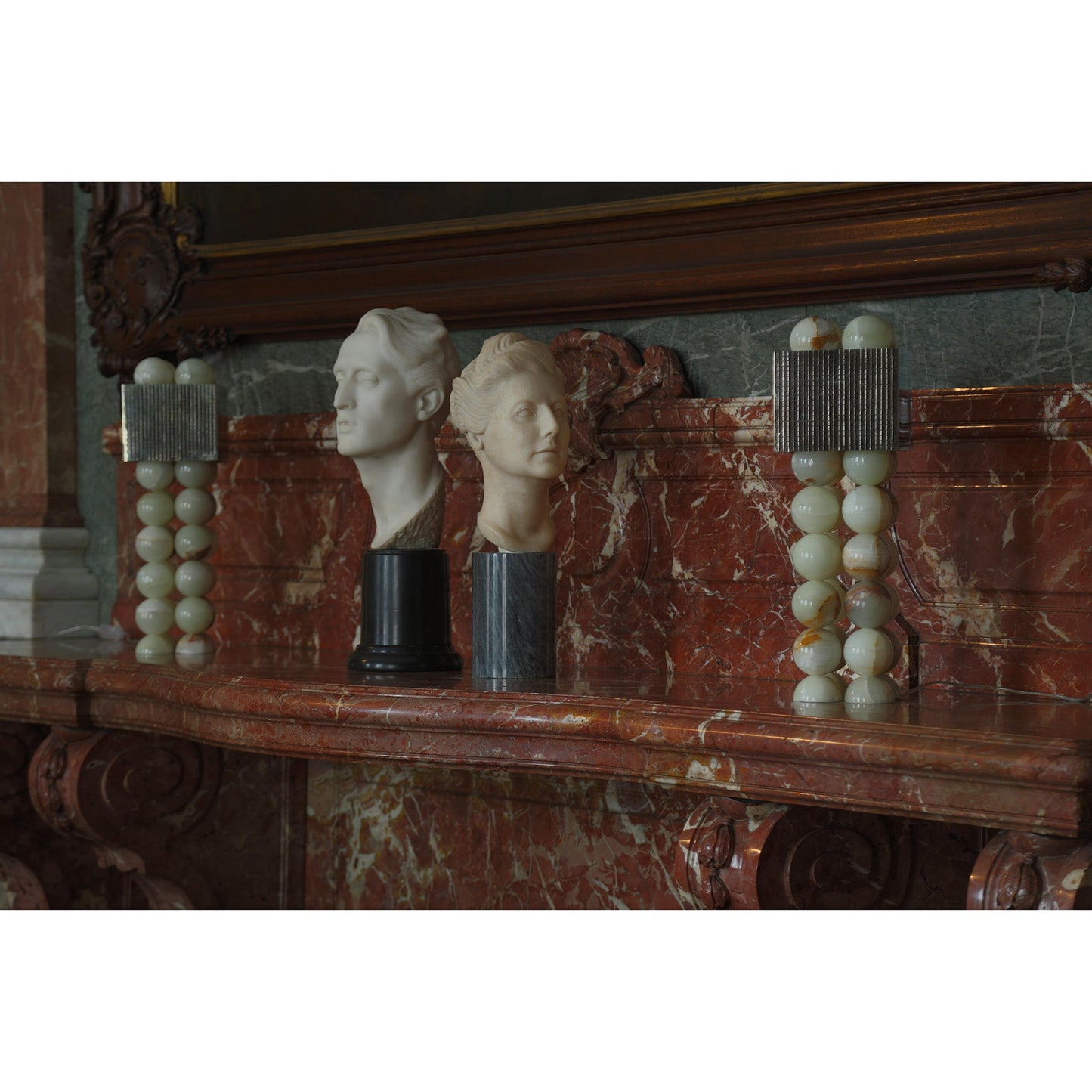 Atalaya Table Lamp | Luxury Natural Cyan Jade & Mirror Gold Statement Light