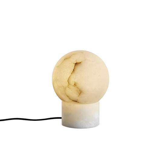 Athena Alabaster Table Lamp | Luxury Natural Stone Sphere & Cylinder Light