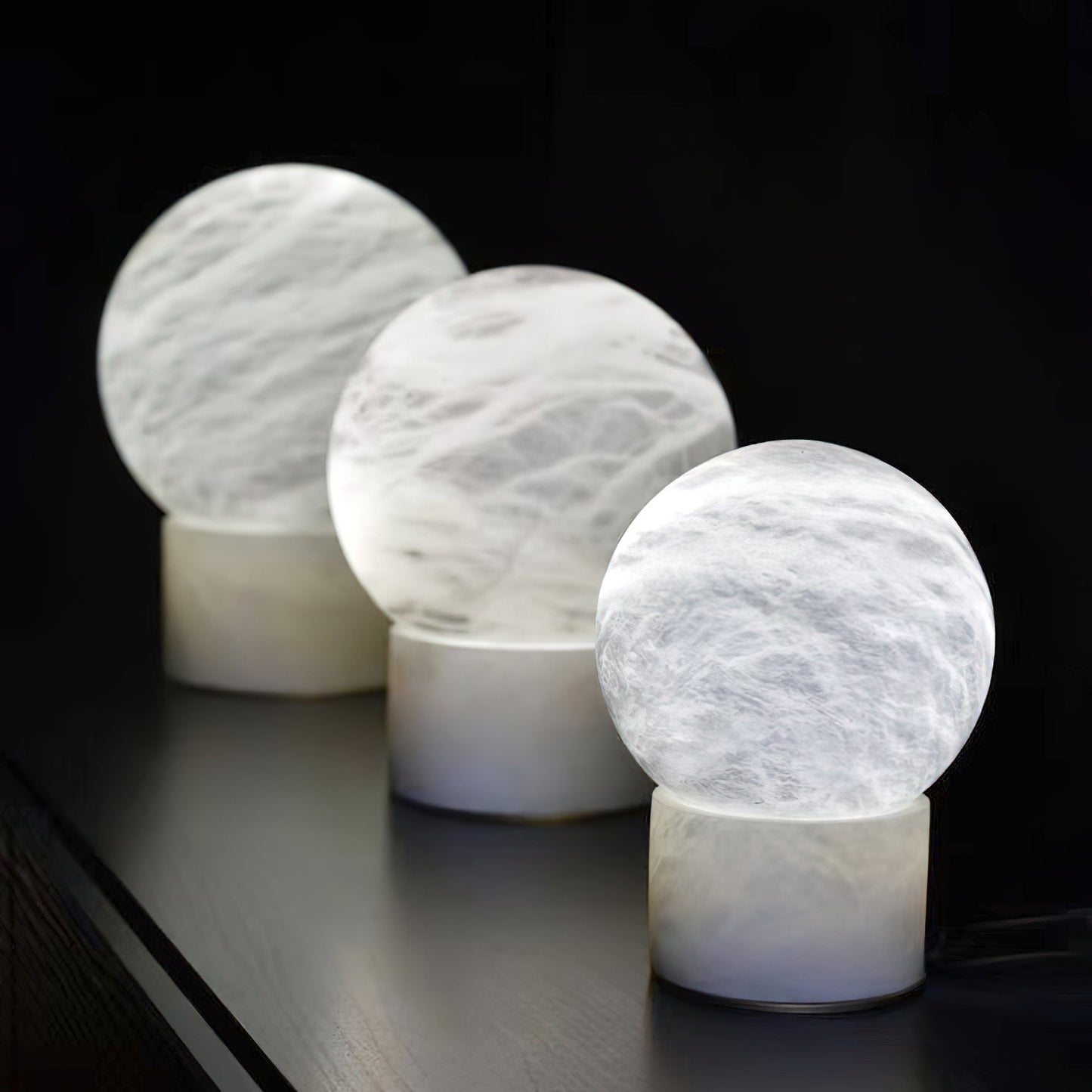 Athena Alabaster Table Lamp | Luxury Natural Stone Sphere & Cylinder Light