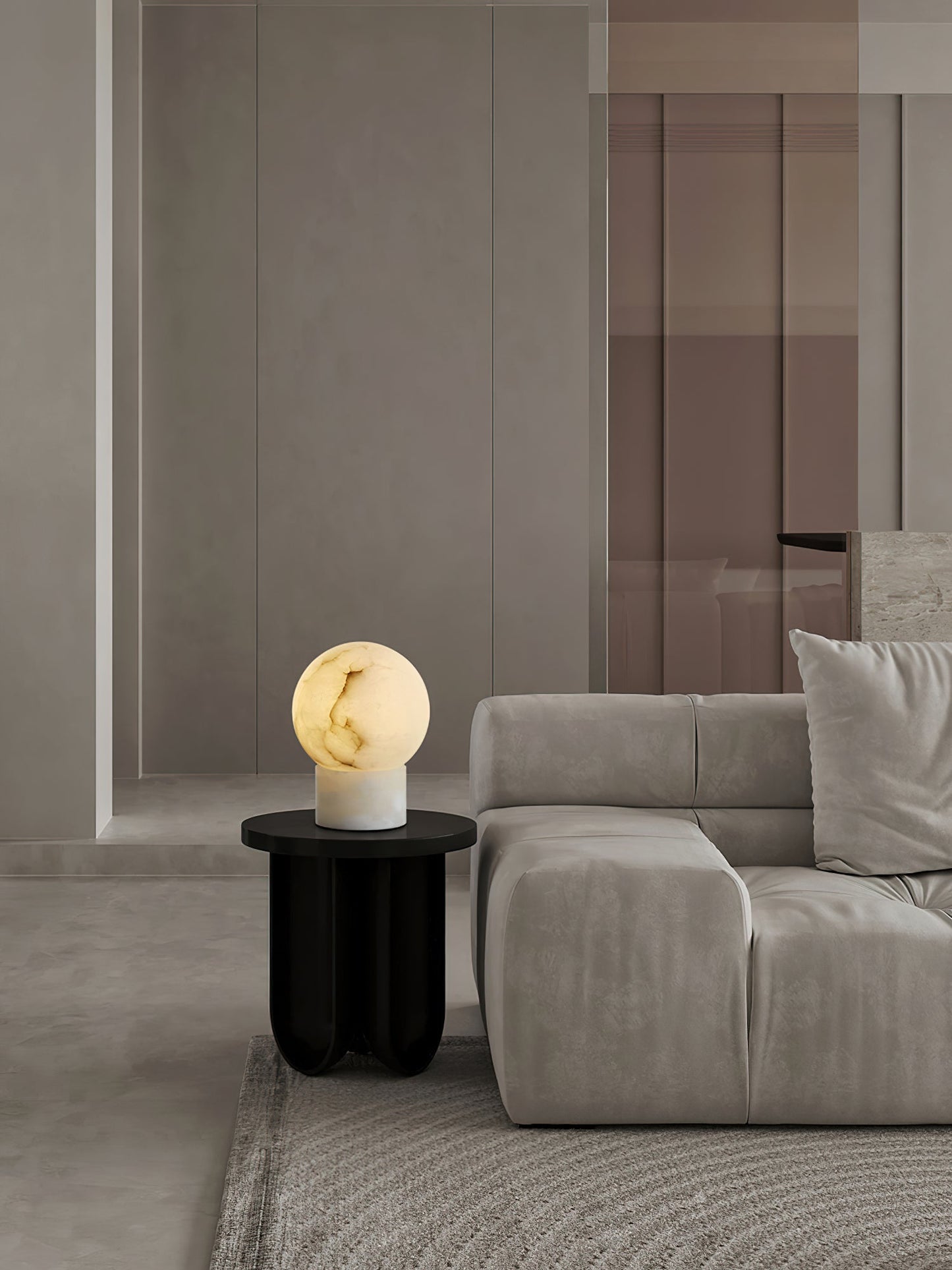 Athena Alabaster Table Lamp | Luxury Natural Stone Sphere & Cylinder Light