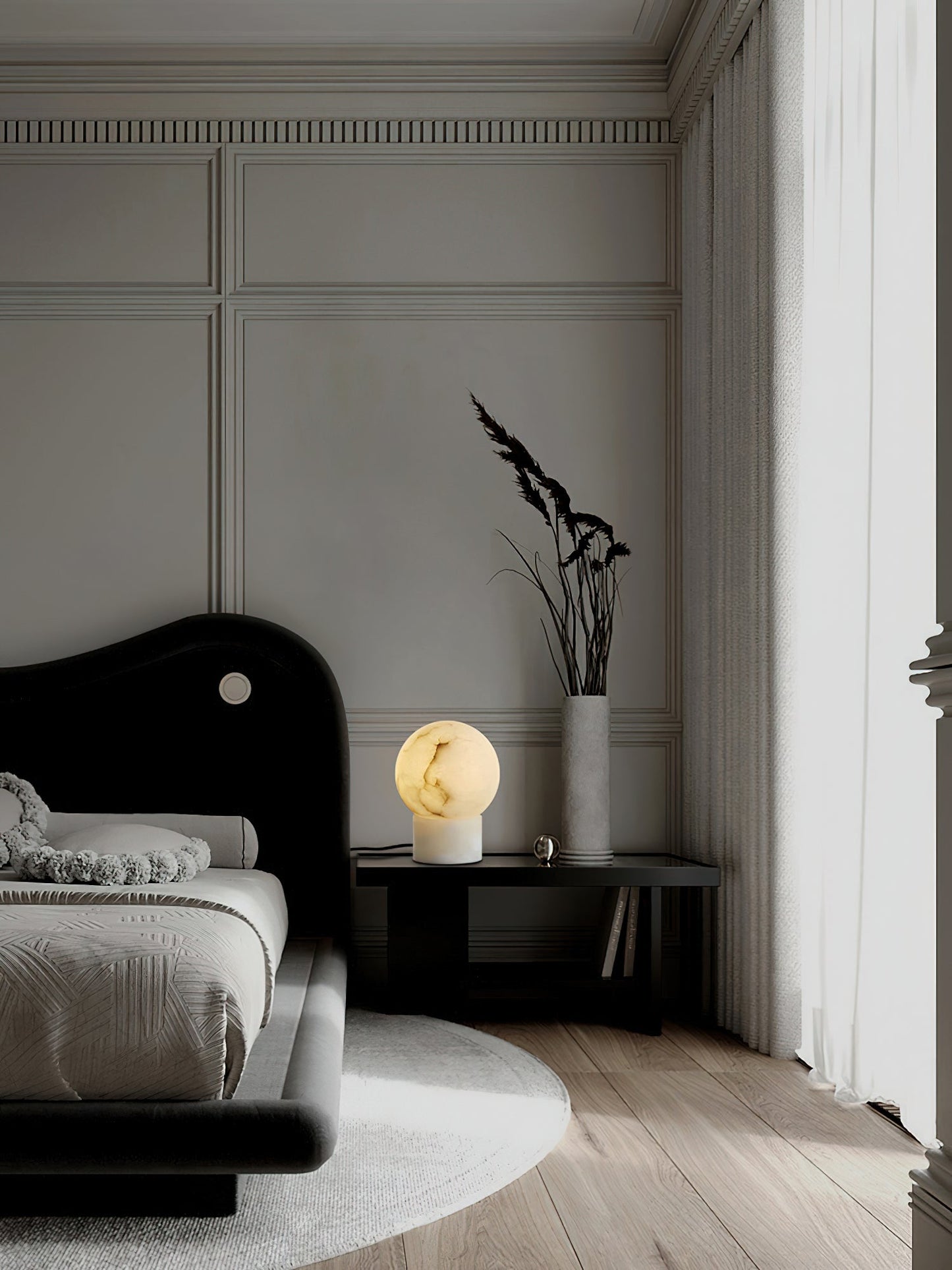 Athena Alabaster Table Lamp | Luxury Natural Stone Sphere & Cylinder Light