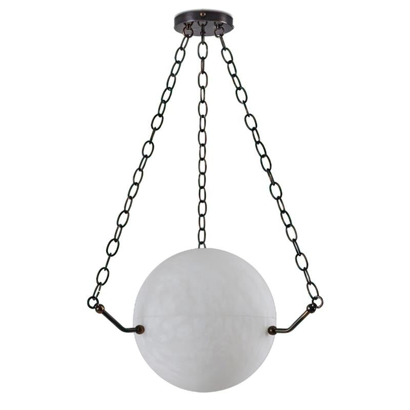 Atlas Alabaster Pendant Lamp | Luxury 44-Inch Vertical Stone Orb Light