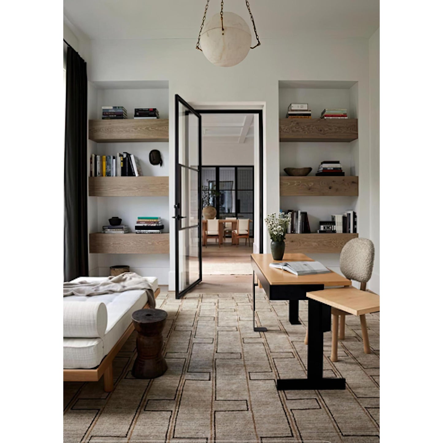 Atlas Alabaster Pendant Lamp | Luxury 44-Inch Vertical Stone Orb Light
