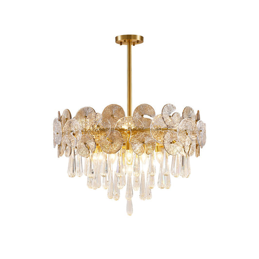 Atlas Crystal Chandelier | Modern Brass Ring & Sparkling Crystal Pendant