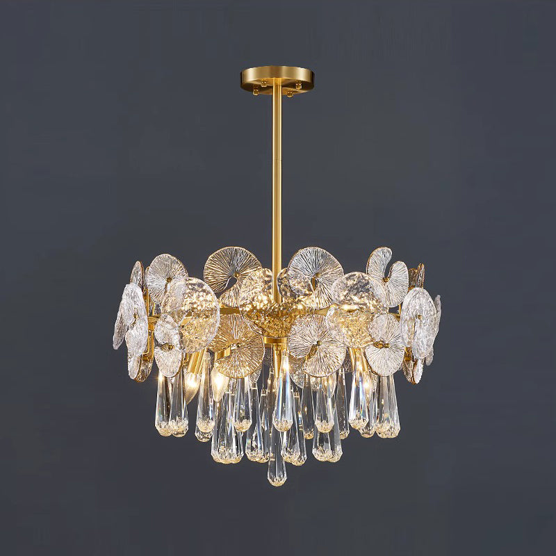Atlas Crystal Chandelier | Modern Brass Ring & Sparkling Crystal Pendant