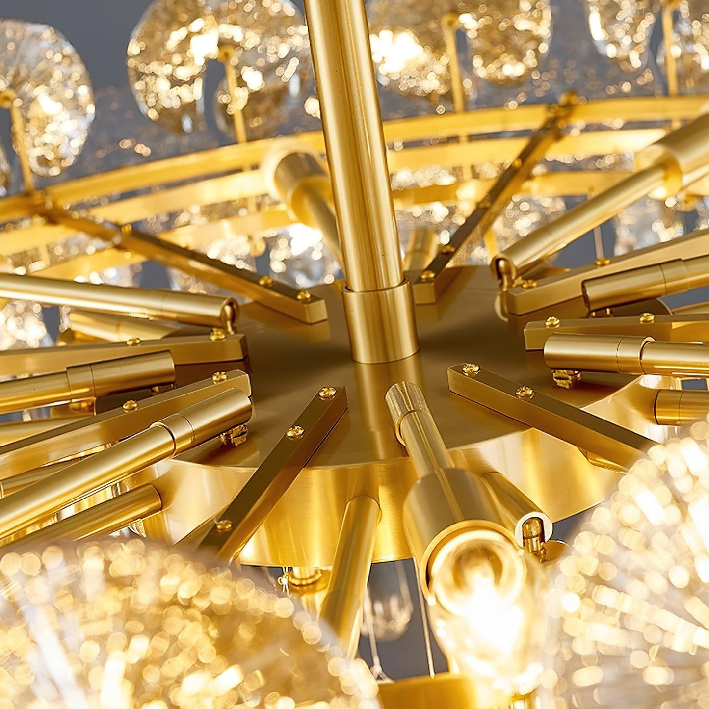Atlas Crystal Chandelier | Modern Brass Ring & Sparkling Crystal Pendant