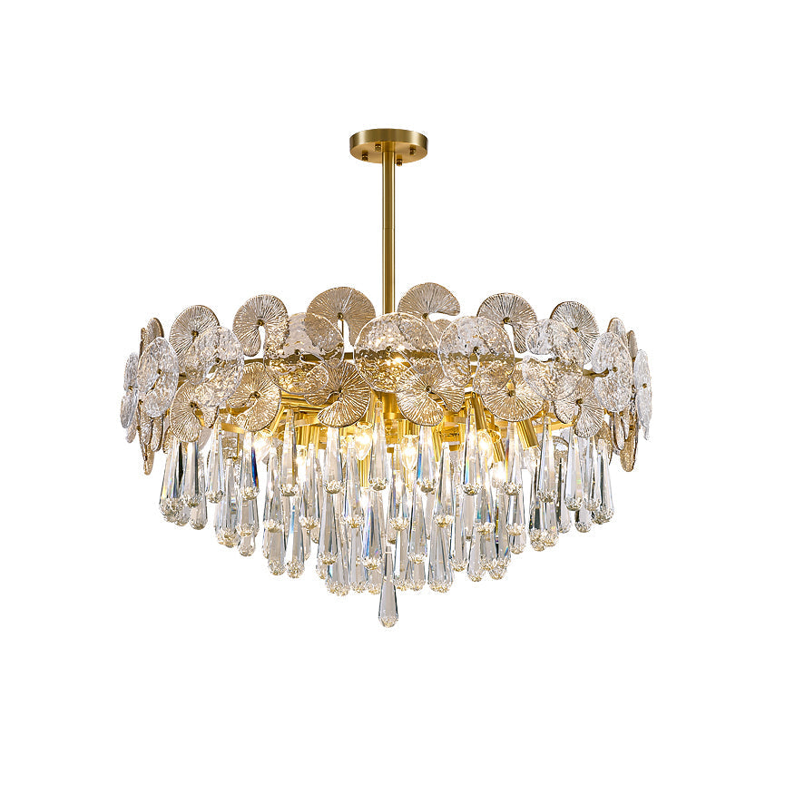 Atlas Crystal Chandelier | Modern Brass Ring & Sparkling Crystal Pendant