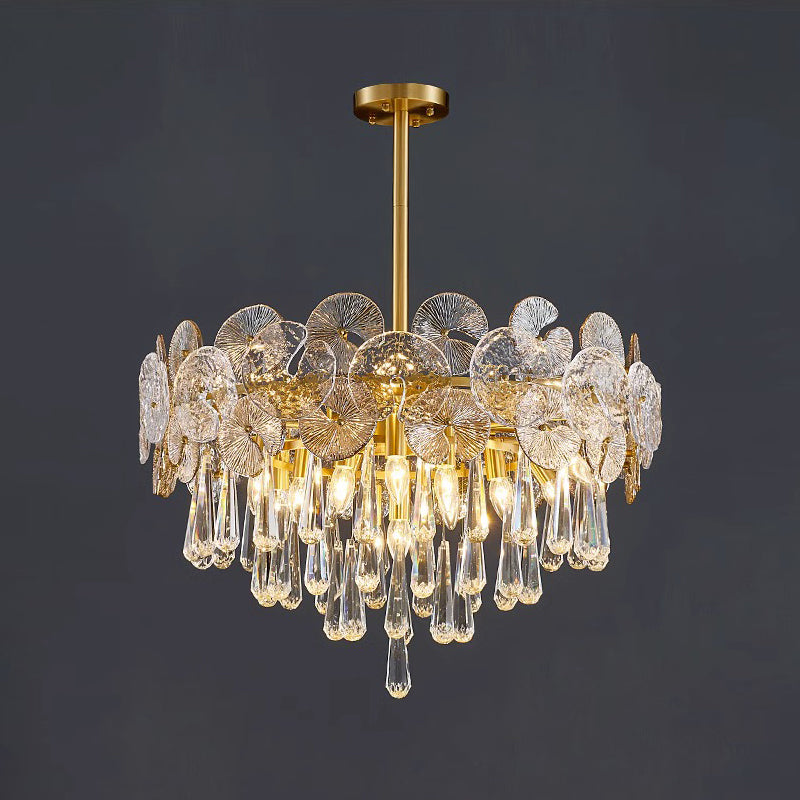 Atlas Crystal Chandelier | Modern Brass Ring & Sparkling Crystal Pendant