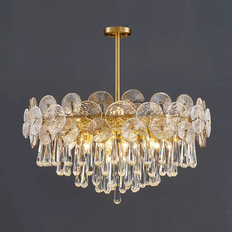 Atlas Crystal Chandelier | Modern Brass Ring & Sparkling Crystal Pendant