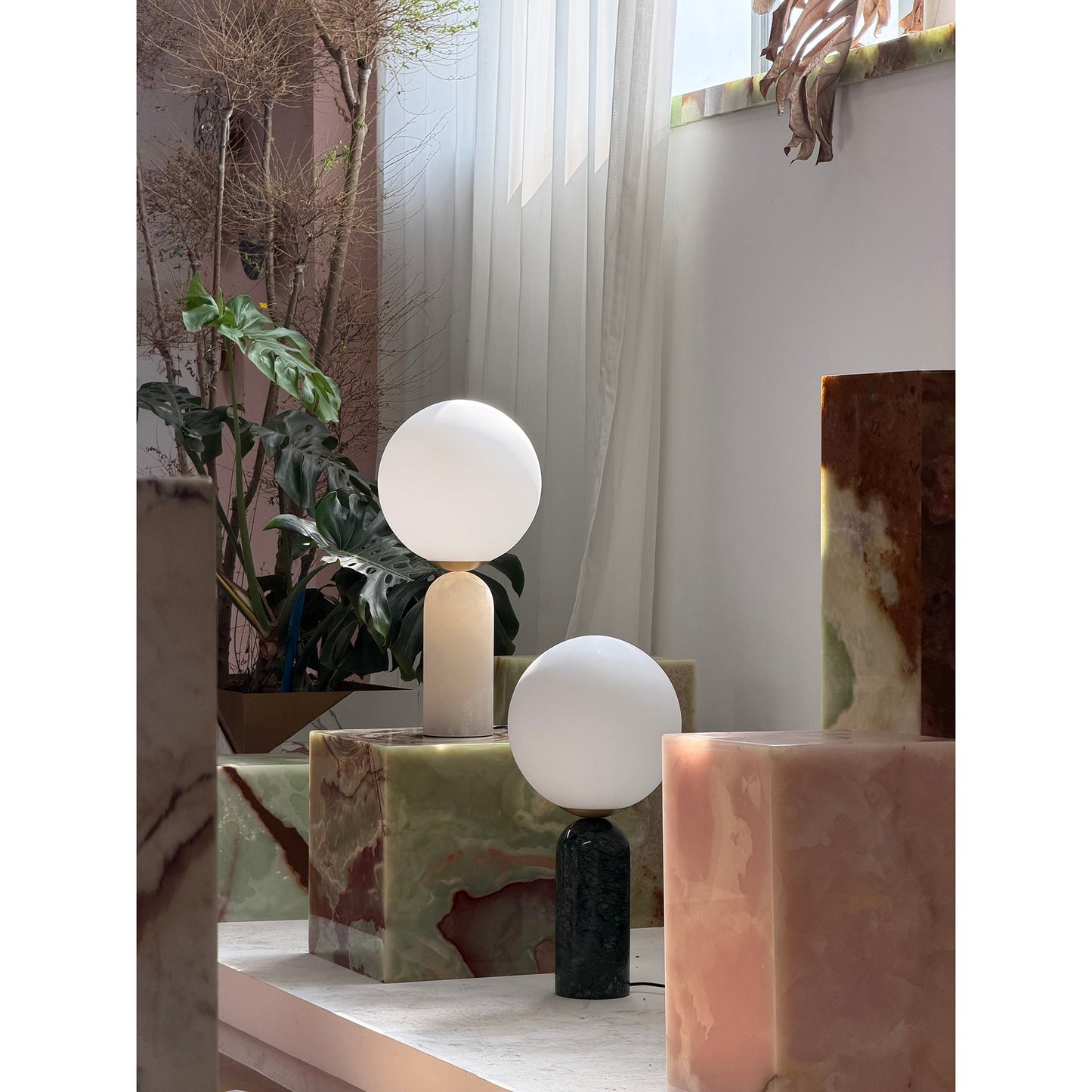 Atlas Table Lamp | Luxury Sculptural Marble & Glass Globe Statement Light