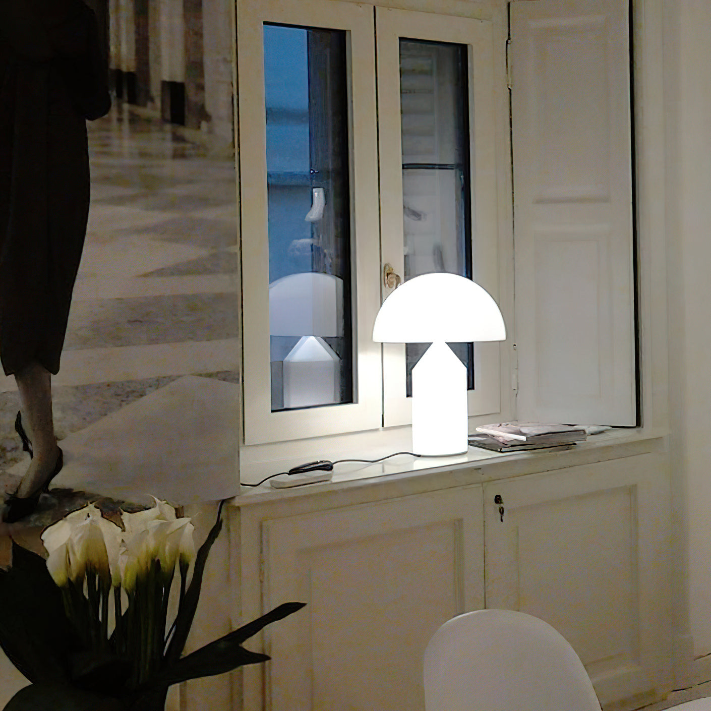 Atollo Alabaster Table Lamp | Luxury Natural Stone Dome Statement Light