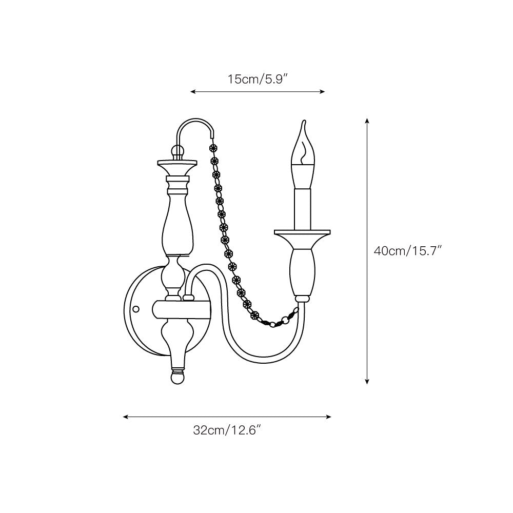 Aubervilliers Candle Wall Lamp | French Country Cream & Crystal Sconce