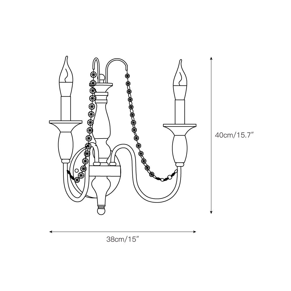 Aubervilliers Candle Wall Lamp | French Country Cream & Crystal Sconce